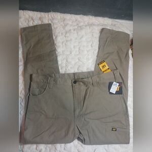 CAT Caterpillar Utility Pants Mens 42×32 Khaki Stretch Canvas Work Cargo NWT